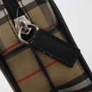 BURBERRY Nova Check Hand Bag Nylon Silver Beige Auth 166781-11