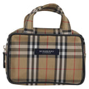 BURBERRY Nova Check Hand Bag Nylon Silver Beige Auth 166781-13