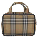 BURBERRY Nova Check Hand Bag Nylon Silver Beige Auth 166781-2