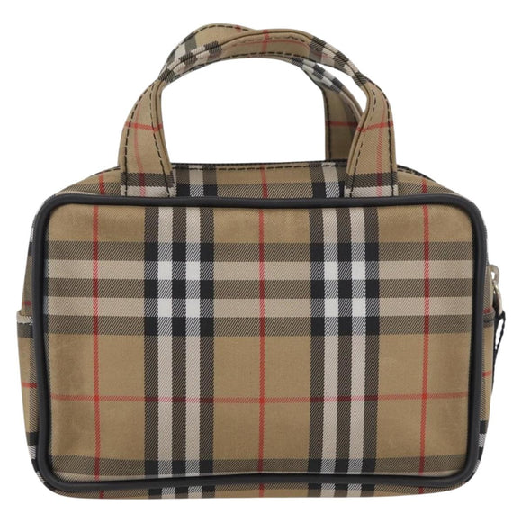 BURBERRY Nova Check Hand Bag Nylon Silver Beige Auth 166781