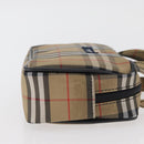 BURBERRY Nova Check Hand Bag Nylon Silver Beige Auth 166781-3