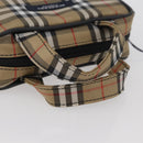 BURBERRY Nova Check Hand Bag Nylon Silver Beige Auth 166781-7