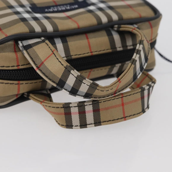 BURBERRY Nova Check Hand Bag Nylon Silver Beige Auth 166781