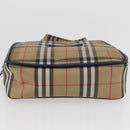BURBERRY Nova Check Hand Bag Nylon Silver Beige Auth 166781-5