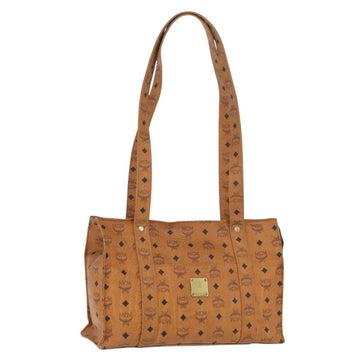 MCM Vicetos Logogram Tote Bag PVC Leather Brown Gold Auth 166783