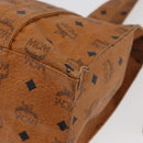 MCM Vicetos Logogram Tote Bag PVC Leather Brown Gold Auth 166783-11