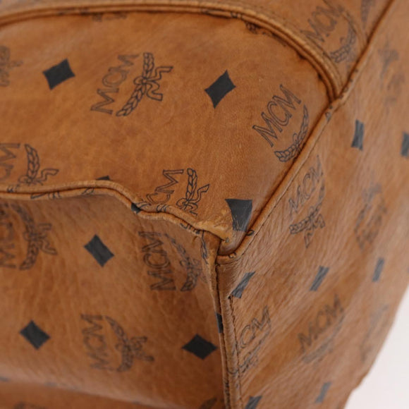MCM Vicetos Logogram Tote Bag PVC Leather Brown Gold Auth 166783