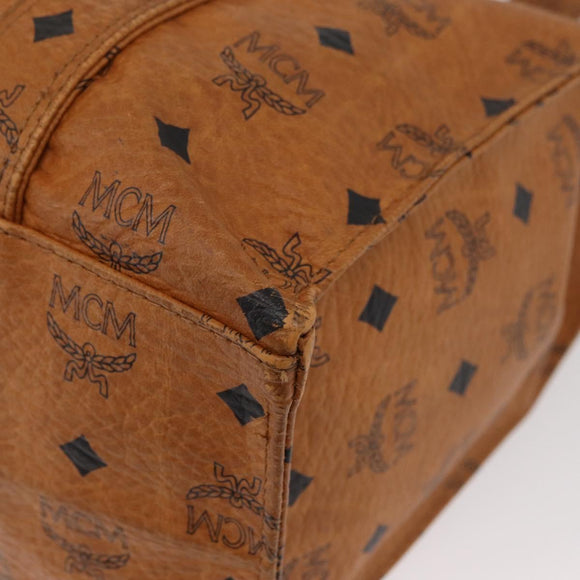MCM Vicetos Logogram Tote Bag PVC Leather Brown Gold Auth 166783