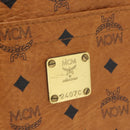 MCM Vicetos Logogram Tote Bag PVC Leather Brown Gold Auth 166783-15