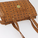 MCM Vicetos Logogram Tote Bag PVC Leather Brown Gold Auth 166783-6