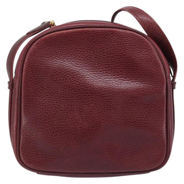 CARTIER Shoulder Bag Leather Bordeaux Gold Auth 166784 - 0