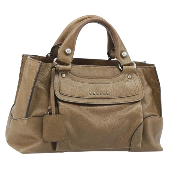 CELINE Boogie bag Hand Bag Leather Brown Silver Auth 166786