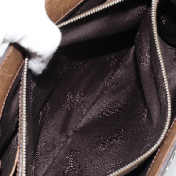 CELINE Boogie bag Hand Bag Leather Brown Silver Auth 166786
