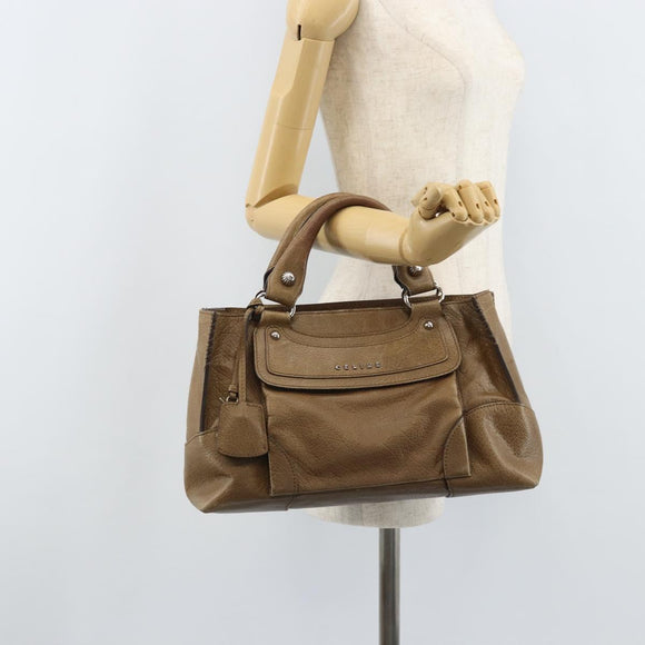 CELINE Boogie bag Hand Bag Leather Brown Silver Auth 166786