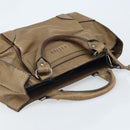CELINE Boogie bag Hand Bag Leather Brown Silver Auth 166786-6