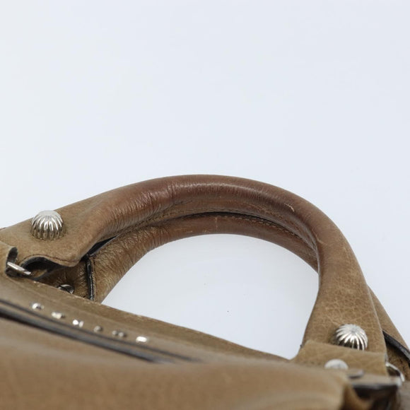 CELINE Boogie bag Hand Bag Leather Brown Silver Auth 166786