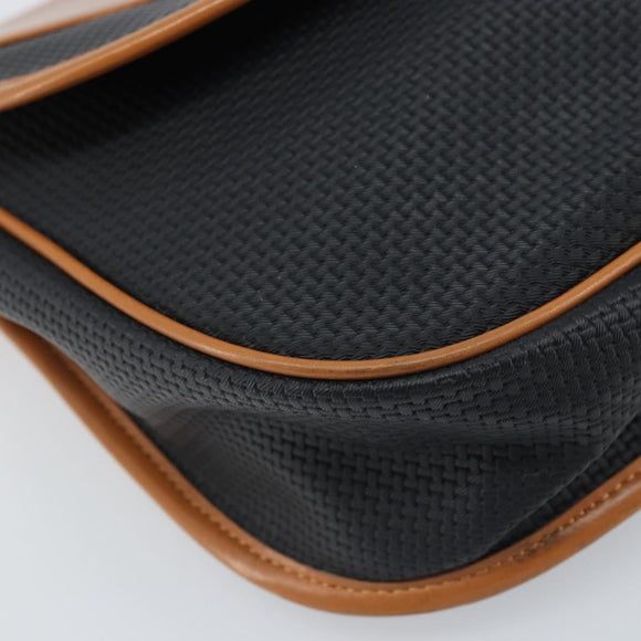 SAINT LAURENT Shoulder Bag Leather Black Gold Auth 166787