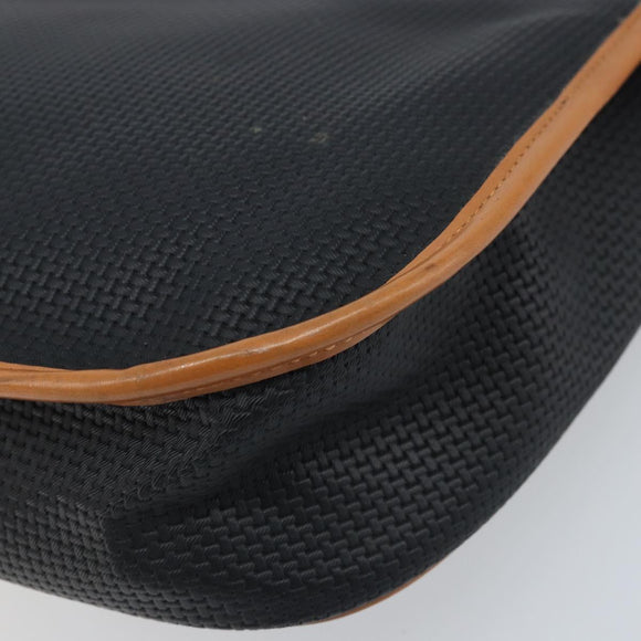 SAINT LAURENT Shoulder Bag Leather Black Gold Auth 166787
