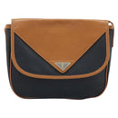 SAINT LAURENT Shoulder Bag Leather Black Gold Auth 166787-2