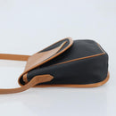 SAINT LAURENT Shoulder Bag Leather Black Gold Auth 166787-5