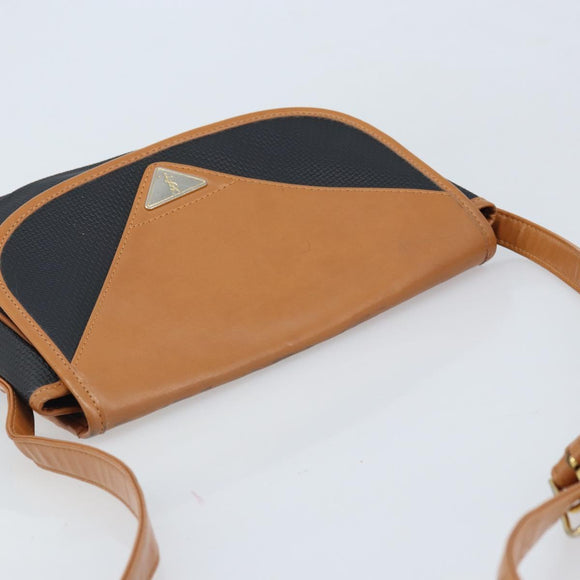 SAINT LAURENT Shoulder Bag Leather Black Gold Auth 166787