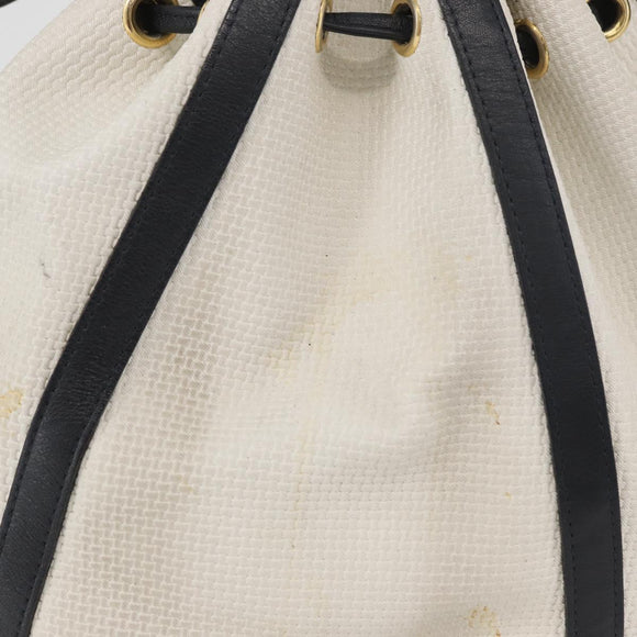 SAINT LAURENT Shoulder Bag Leather White Gold Auth 166788