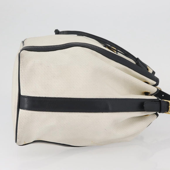 SAINT LAURENT Shoulder Bag Leather White Gold Auth 166788