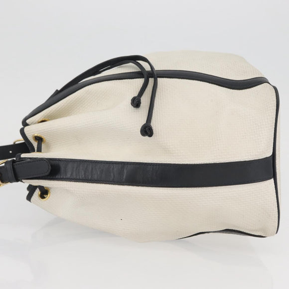 SAINT LAURENT Shoulder Bag Leather White Gold Auth 166788