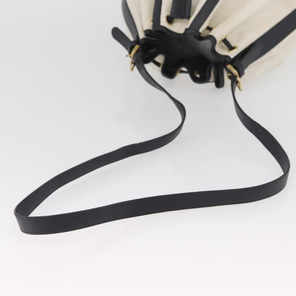 SAINT LAURENT Shoulder Bag Leather White Gold Auth 166788