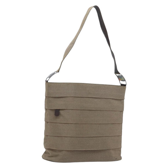 Salvatore Ferragamo Shoulder Bag Canvas Beige Silver Auth 166789