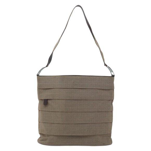 Salvatore Ferragamo Shoulder Bag Canvas Beige Silver Auth 166789
