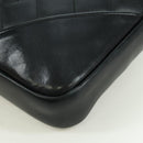 CHANEL Cambon Line Matelasse Shoulder Bag Leather Black Silver CC Auth 166791A-17