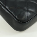 CHANEL Cambon Line Matelasse Shoulder Bag Leather Black Silver CC Auth 166791A-18
