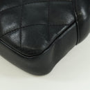 CHANEL Cambon Line Matelasse Shoulder Bag Leather Black Silver CC Auth 166791A-19