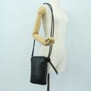 CHANEL Cambon Line Matelasse Shoulder Bag Leather Black Silver CC Auth 166791A-27