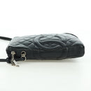 CHANEL Cambon Line Matelasse Shoulder Bag Leather Black Silver CC Auth 166791A-3