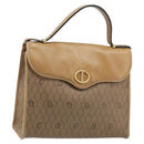 Christian Dior Honeycomb Canvas Hand Bag PVC Beige Gold Auth 166792-1