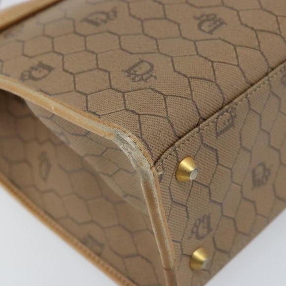 Christian Dior Honeycomb Canvas Hand Bag PVC Beige Gold Auth 166792