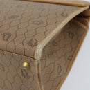 Christian Dior Honeycomb Canvas Hand Bag PVC Beige Gold Auth 166792-12