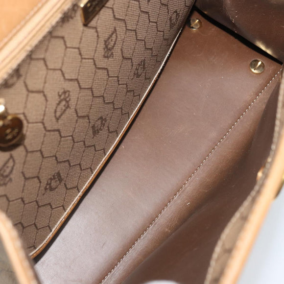 Christian Dior Honeycomb Canvas Hand Bag PVC Beige Gold Auth 166792