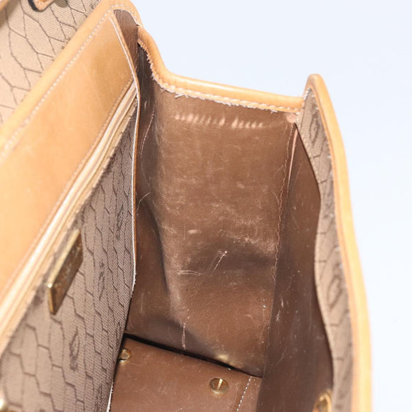 Christian Dior Honeycomb Canvas Hand Bag PVC Beige Gold Auth 166792