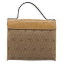 Christian Dior Honeycomb Canvas Hand Bag PVC Beige Gold Auth 166792-3