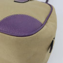 PRADA Hand Bag Canvas Beige Silver Auth 166793-14