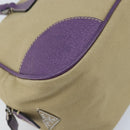 PRADA Hand Bag Canvas Beige Silver Auth 166793-15