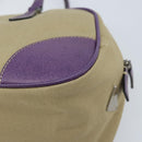 PRADA Hand Bag Canvas Beige Silver Auth 166793-16