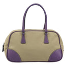 PRADA Hand Bag Canvas Beige Silver Auth 166793-13