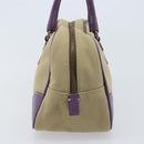 PRADA Hand Bag Canvas Beige Silver Auth 166793-3