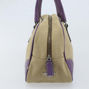 PRADA Hand Bag Canvas Beige Silver Auth 166793-4