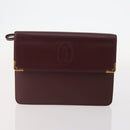 CARTIER Must Line Clutch Bag Leather 4 Set Bordeaux Auth 166795-14