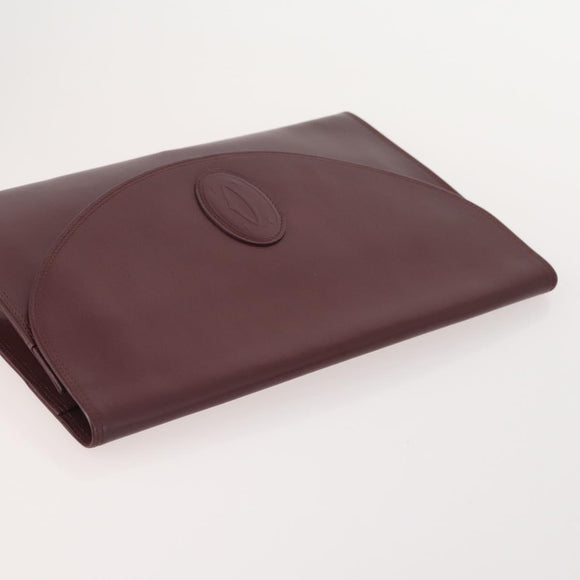 CARTIER Must Line Clutch Bag Leather 4 Set Bordeaux Auth 166795